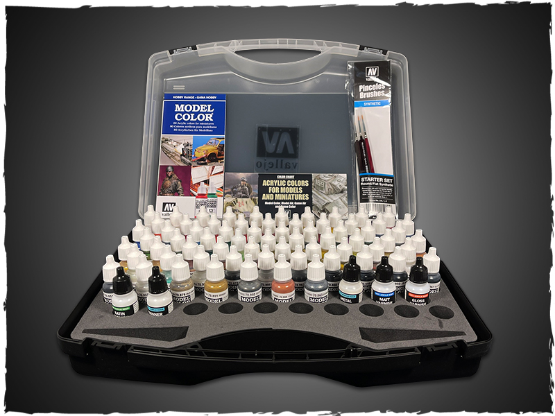 Vallejo Paint Game Color Paint Set in Plastic Storage Case (72 Colors &  Brushes)